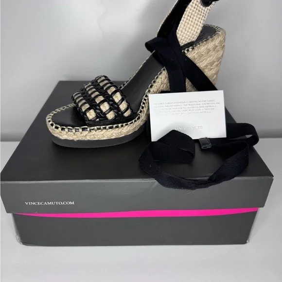 Vince Camuto Brisshel Sandal Blk/Natural Wedge Sandal NWT Size 6.5M - Picture 5 of 7